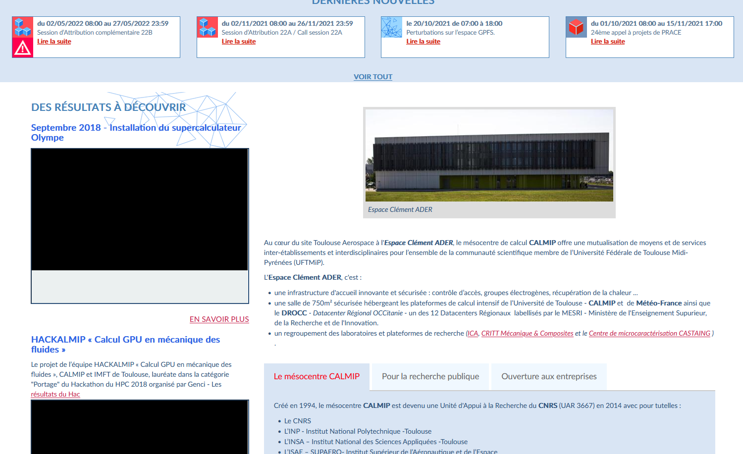 Page d'accueil - Colonne de gauche (vidéos)