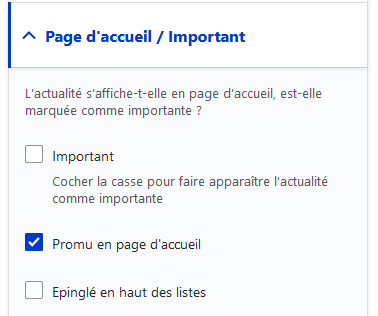 Actualité - Page d'accueil / Important