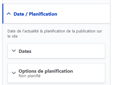 Actualité - Date / Planification