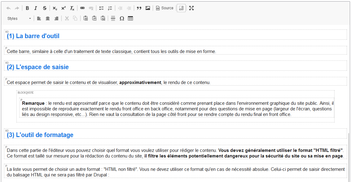 Ckeditor - Afficher les blocs