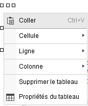 Ckeditor - Menu contextuel de tableau